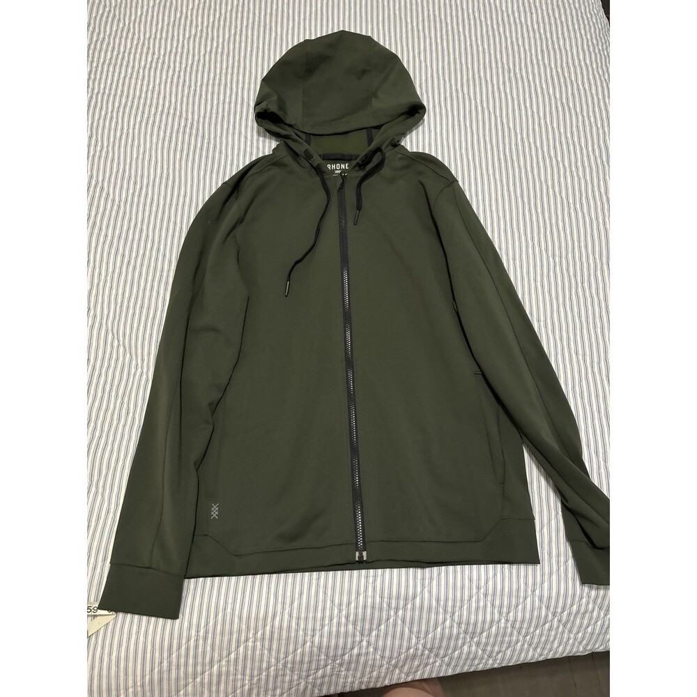 Rhone Warm-Up Tech Full Zip Hoodie Jacket Men's Medium Army Green Utility Gym